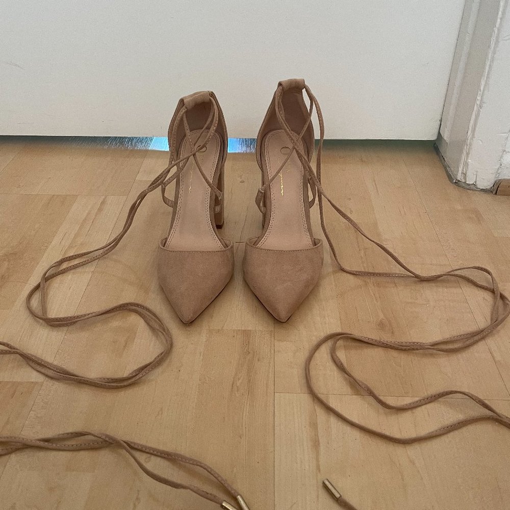 Nude Lace Up Heels - Worn Once